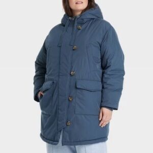 NWT Universal Thread Navy Blue Water Resistant Parka Jacket Size L